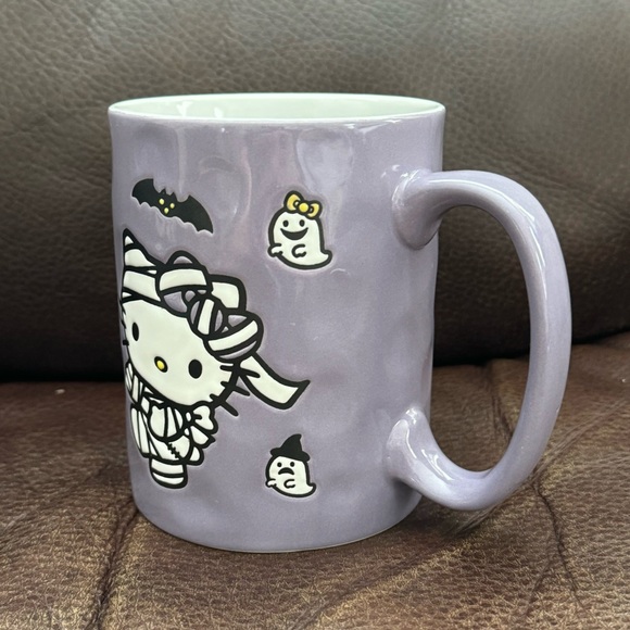 Hello Kitty Mummy 17oz Purple Halloween Mug - Bats Ghosts - Picture 4 of 10